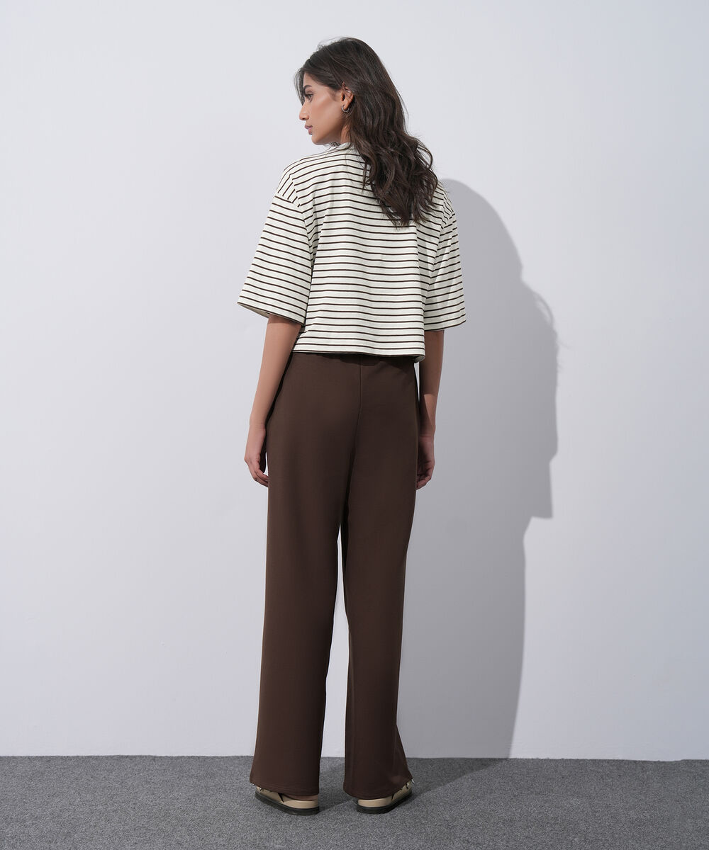 Women's Western Wear Multi Striped Cropped T-Shirt