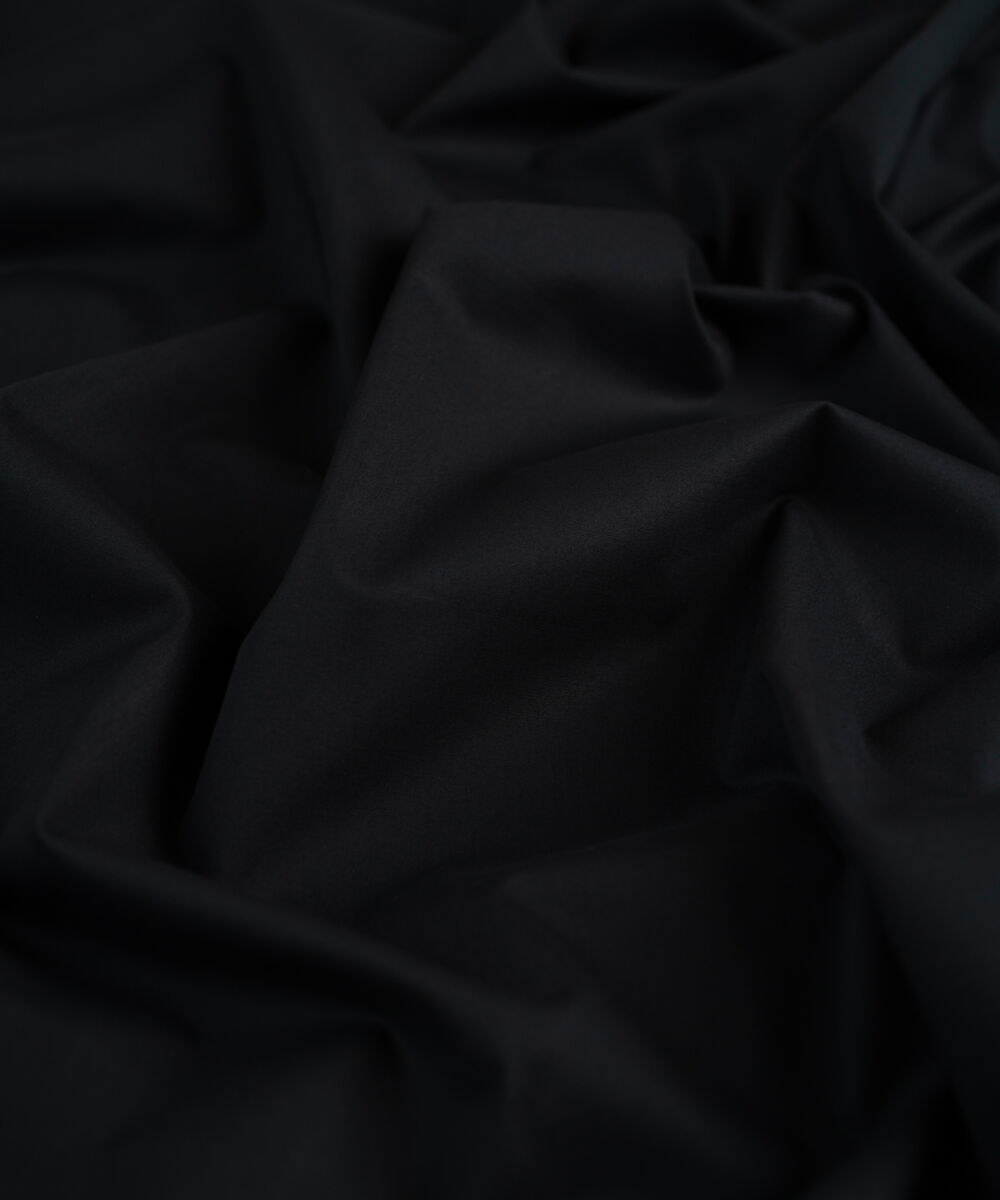 Men's Unstitched Black Two Piece Premium Cotton Suit