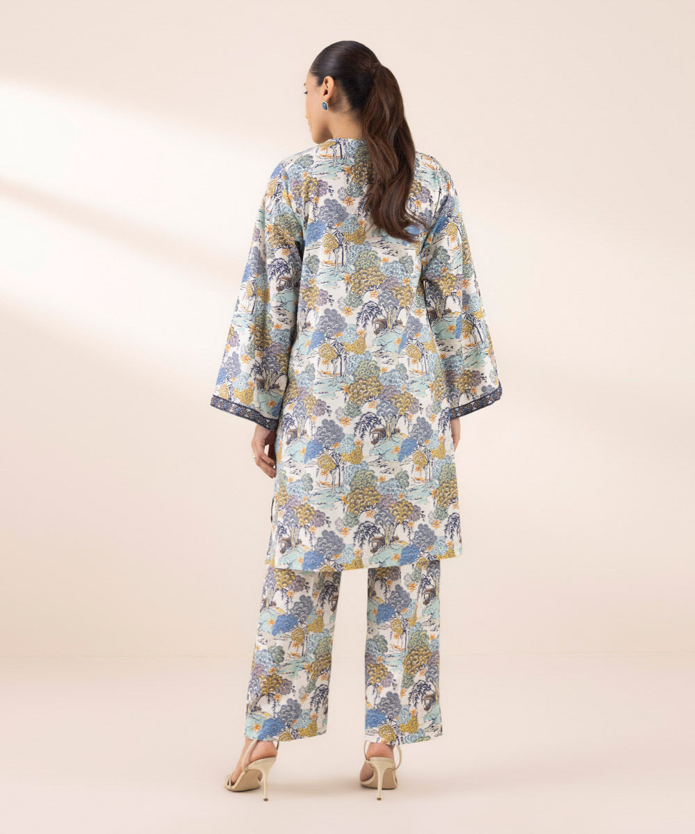 Women's RTW Cotton Viscose Blue Embroidered Boxy Shirt