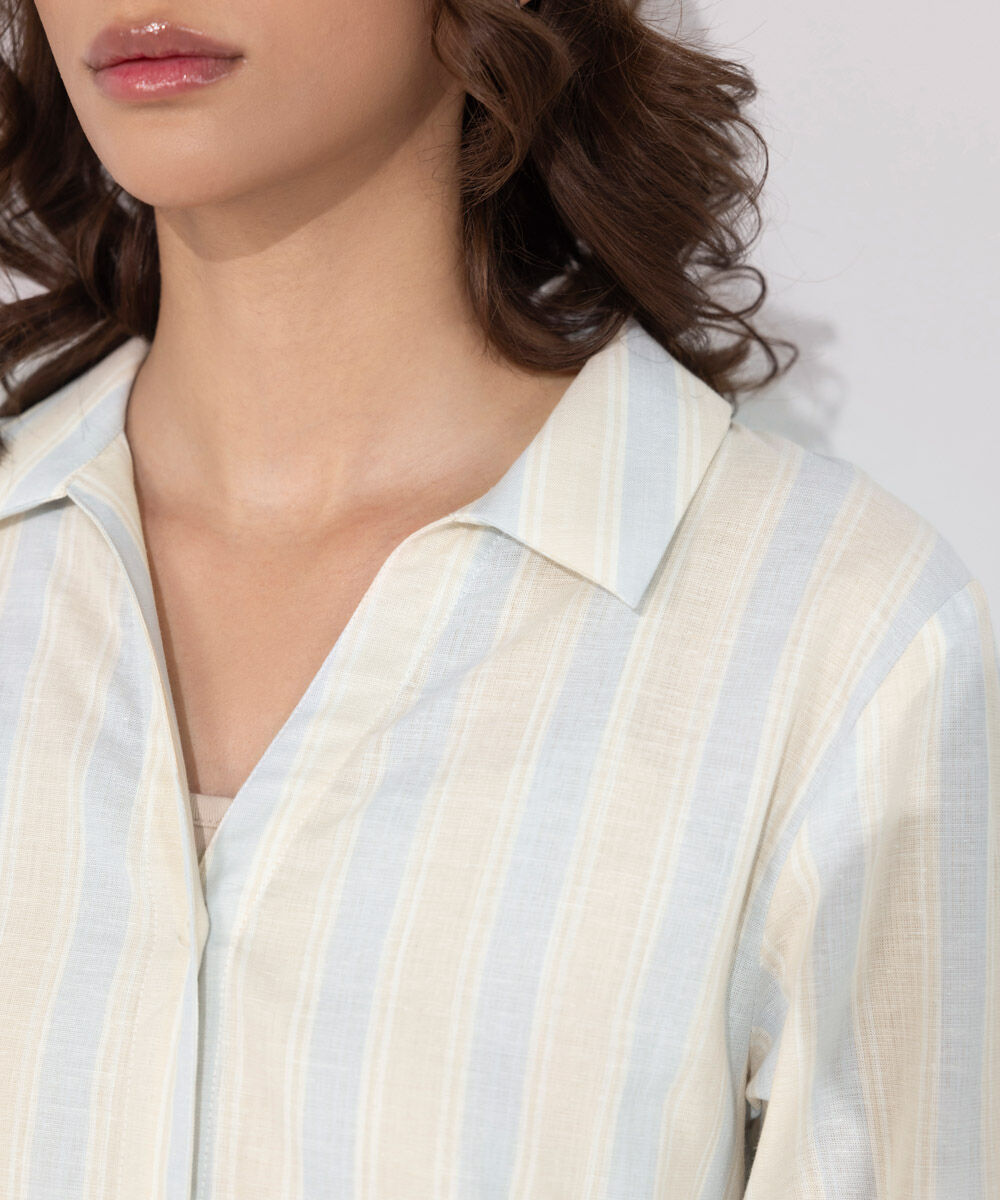 Women's Western Wear Multi Linen Blend Striped Dress