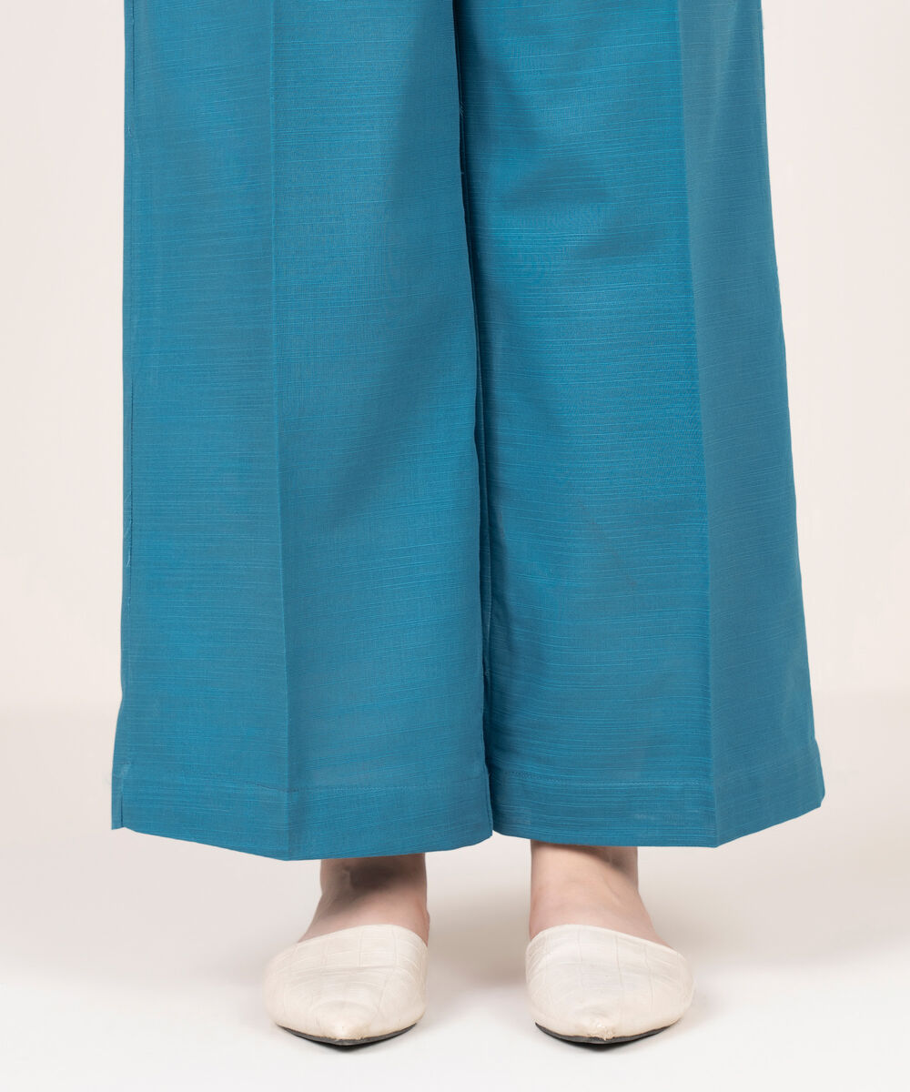 Women's RTW Khaddar Solid Blue Culottes