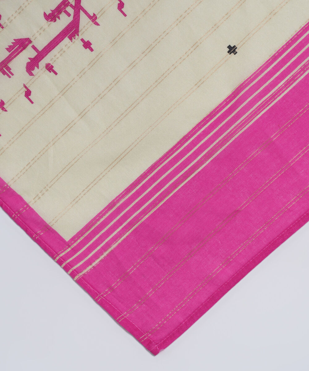 Zari Cotton Printed Beige Dupatta
