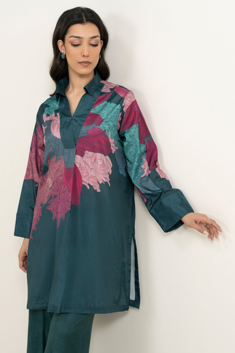 2 Piece - Printed Silk Suit