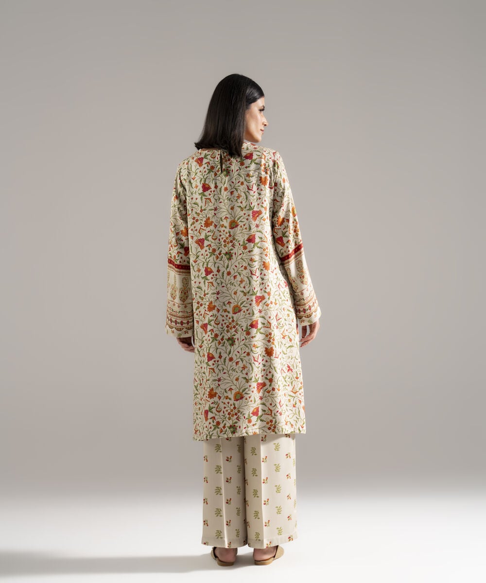 Women's RTW Bedford Printed Beige 2 Piece Suit