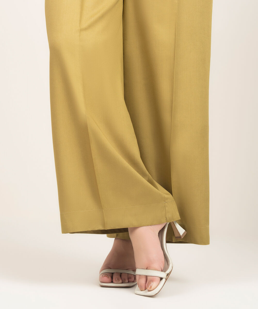Women's RTW Arabic Cambric Solid Olive Green Culottes