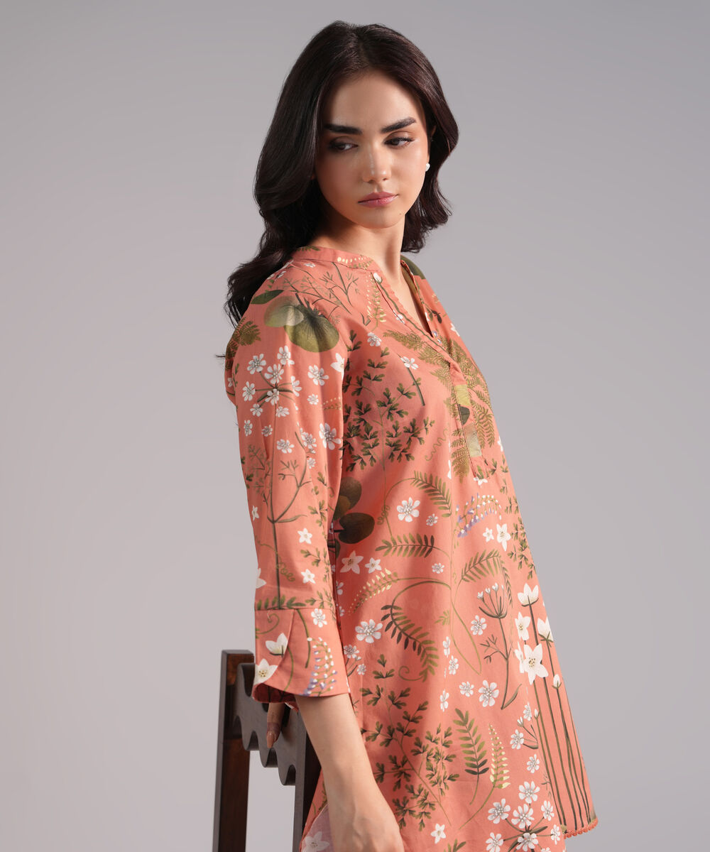 Women's RTW Lawn Printed Terracotta 2 Piece Suit