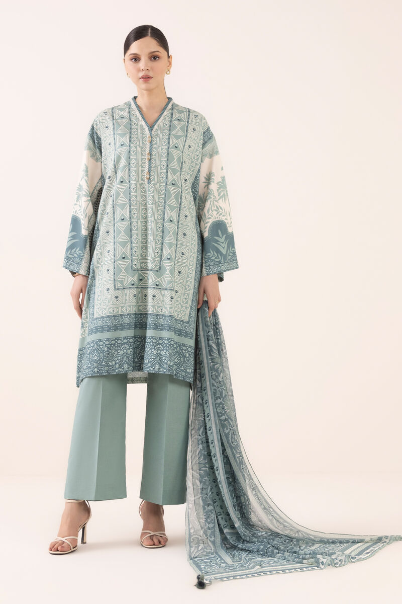 3 Piece - Printed Light Linen Suit