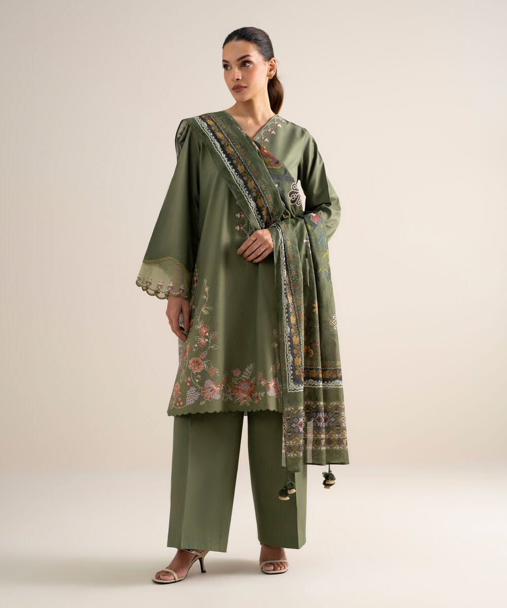 3 Piece - Embroidered Lawn Suit — Sapphire view 4