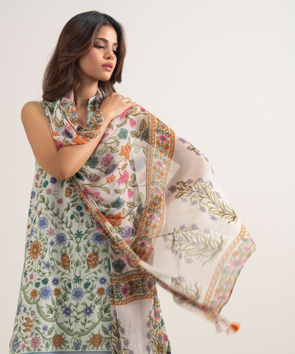 Women's Unstitched Lawn Printed Multi 3 Piece Suit