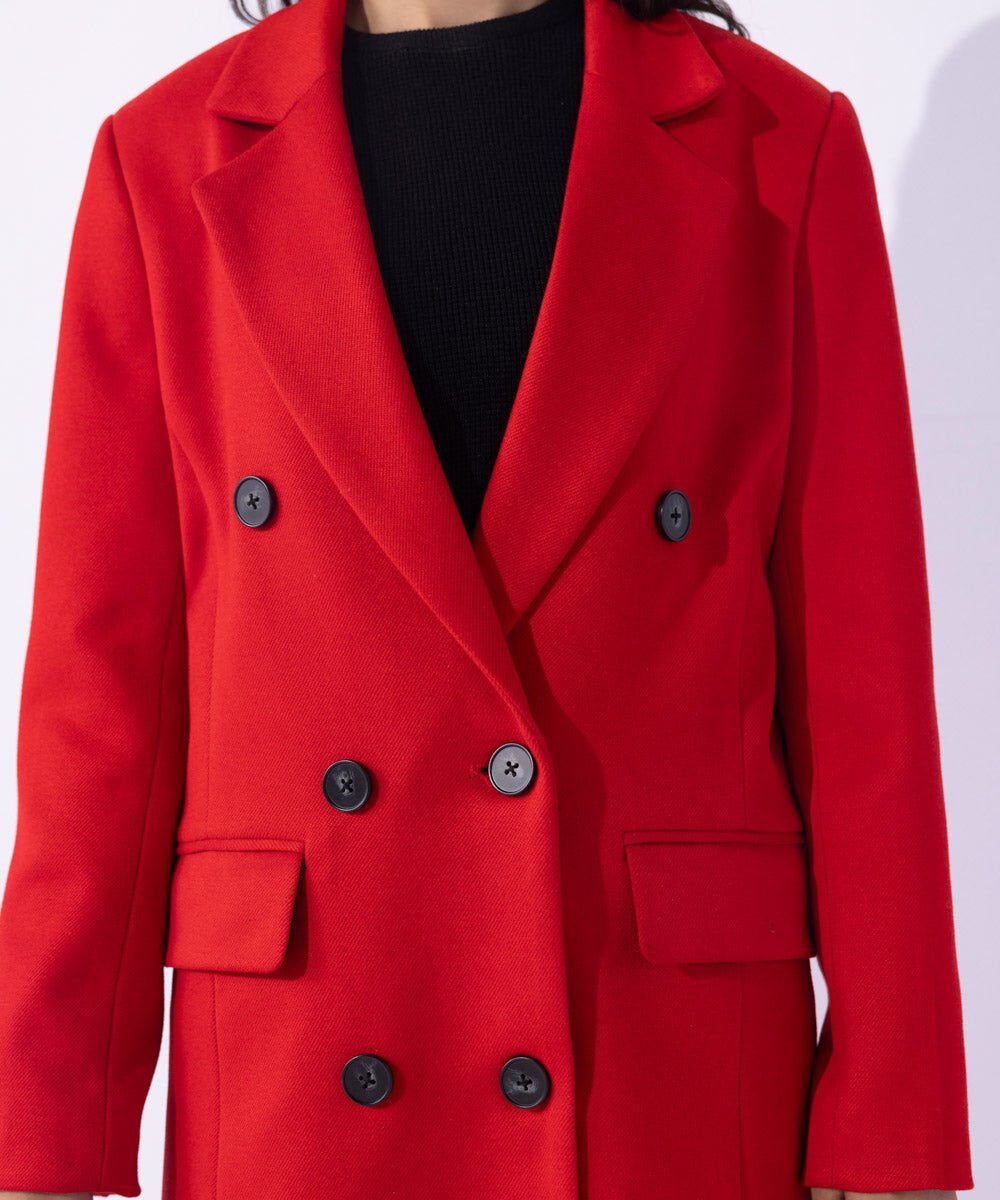 Woman - Red Double Breasted Long Coat