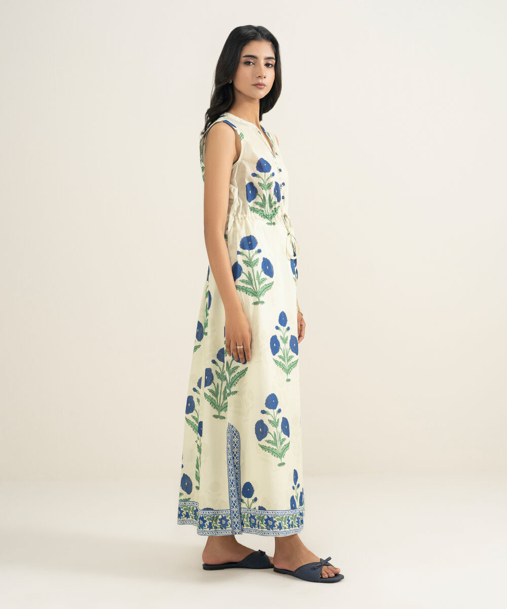 Women's RTW Lawn Printed Off White Dress Shirt