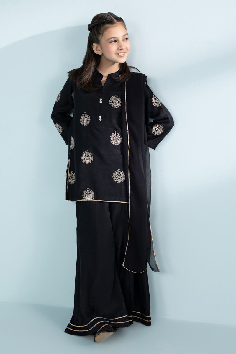 3 Piece - Embroidered Raw Silk Suit