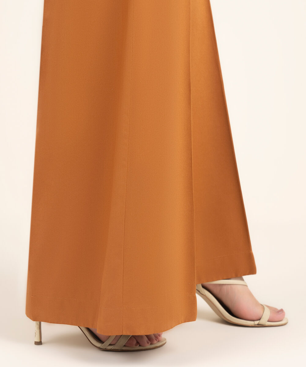 Women's RTW Viscose Marina Solid Brown Flared Pants