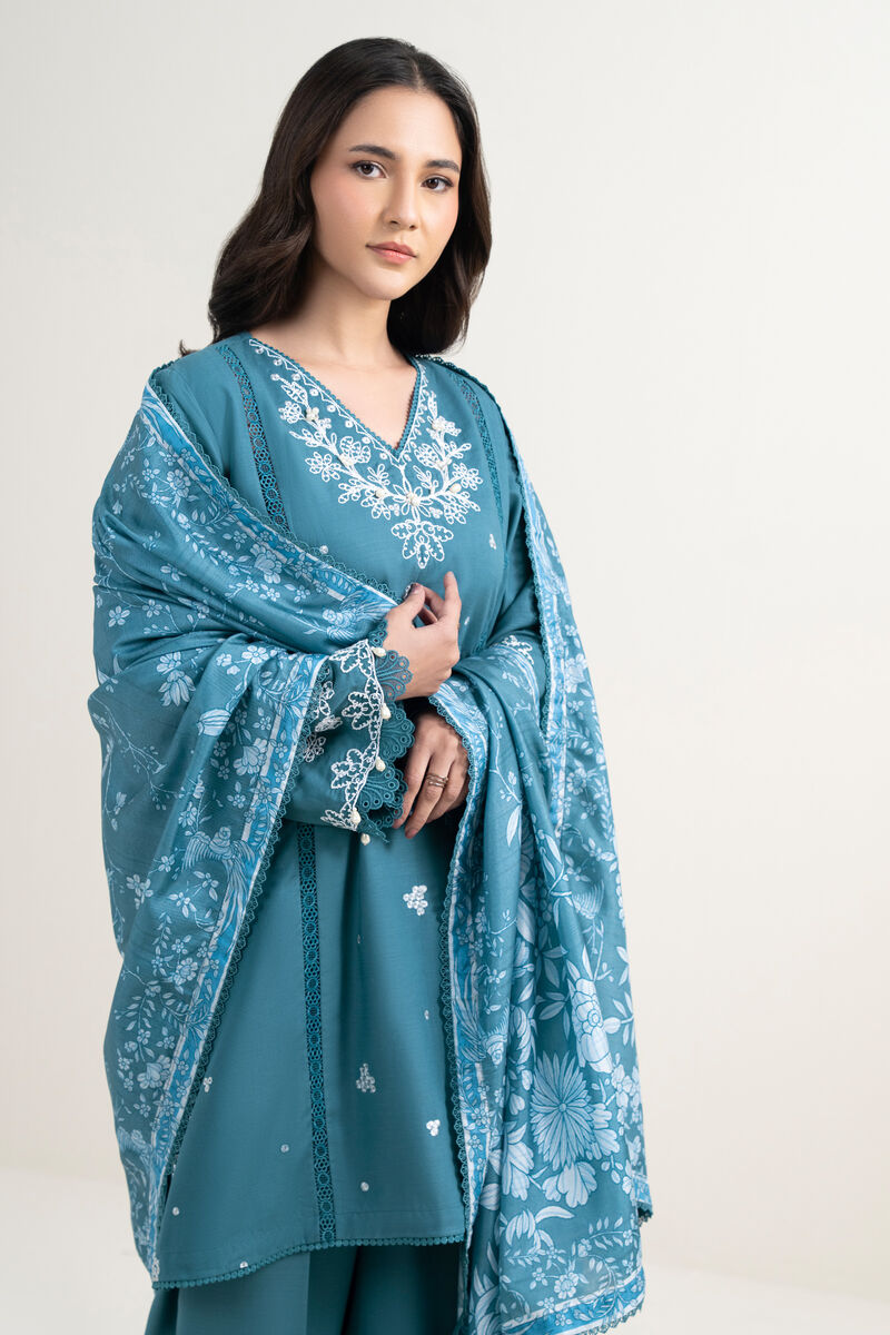 3 Piece - Embroidered Cotton Viscose Suit