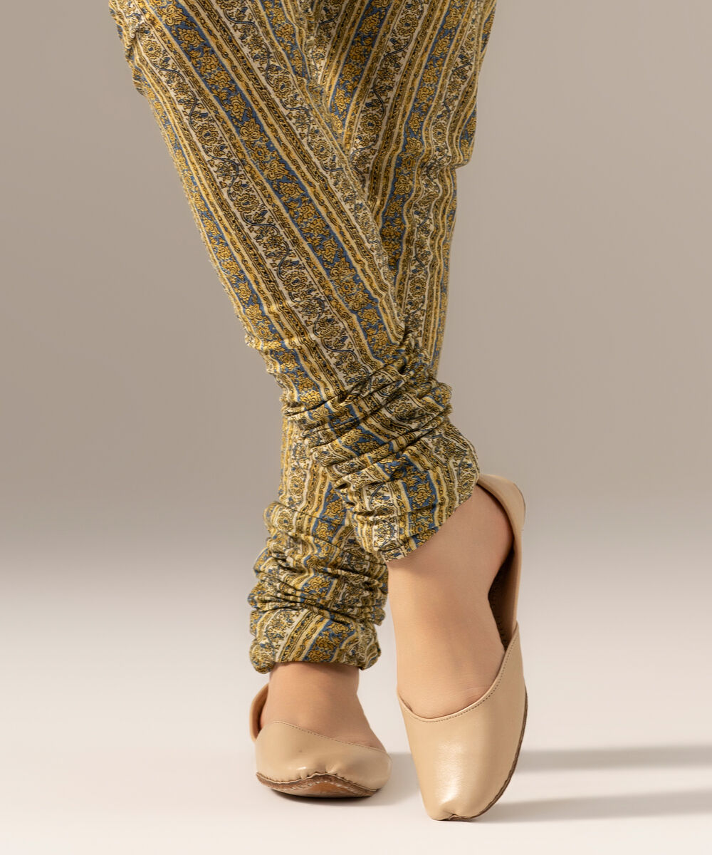 Women's RTW Crosshatch Printed Beige Churidar