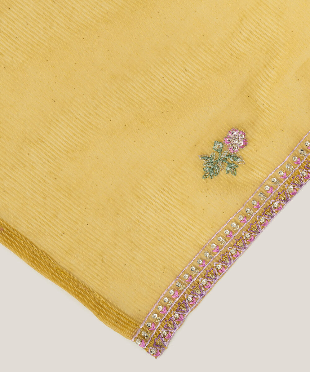 Blended Textured Karandi Embroidered Yellow Dupatta