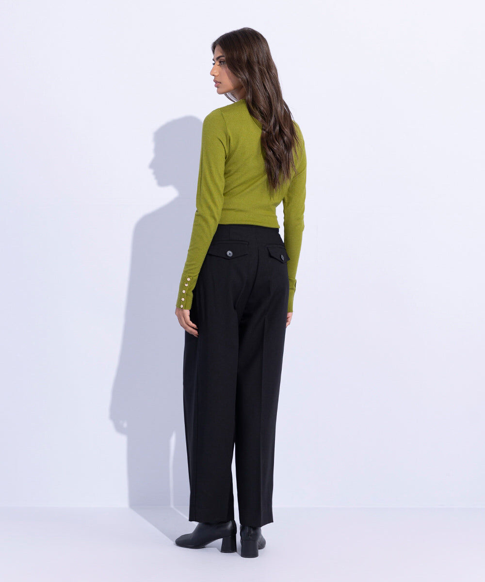Woman - Black Tailored Slouchy Trousers