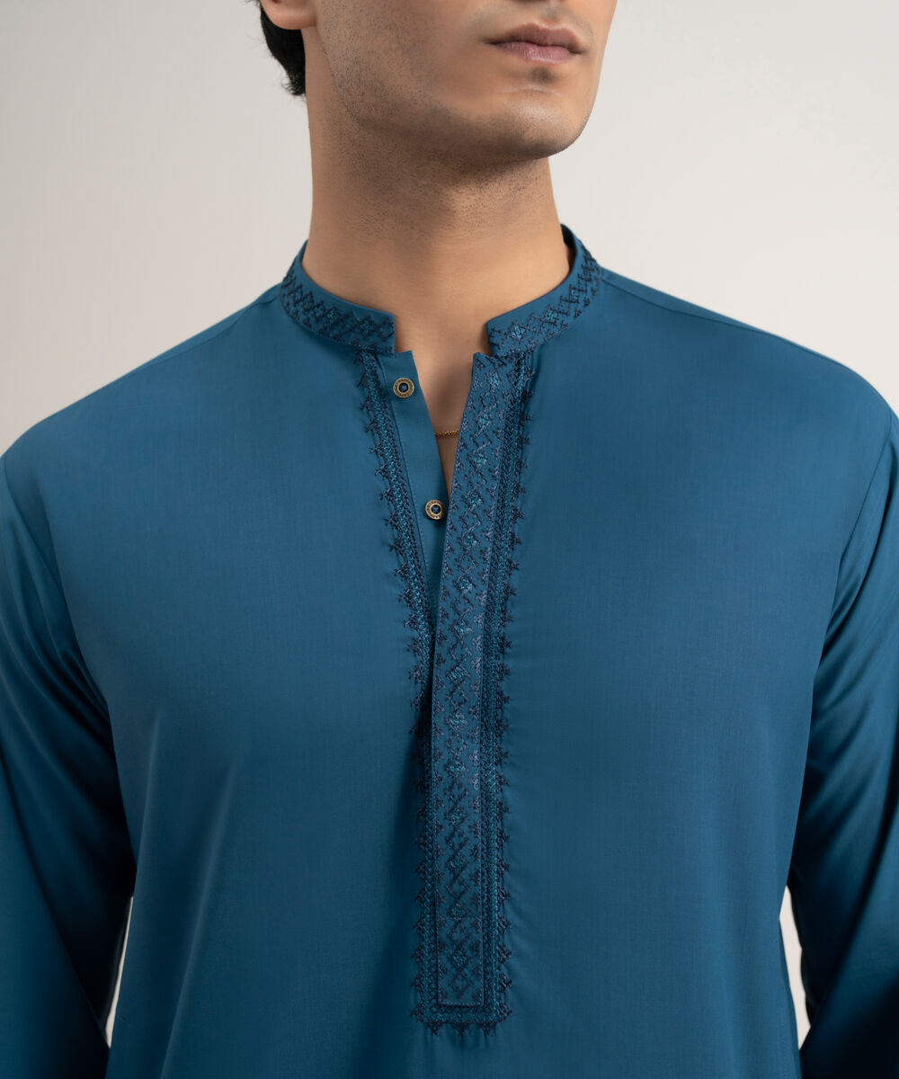 Men's Stitched Premium Wash & Wear Blue Suit