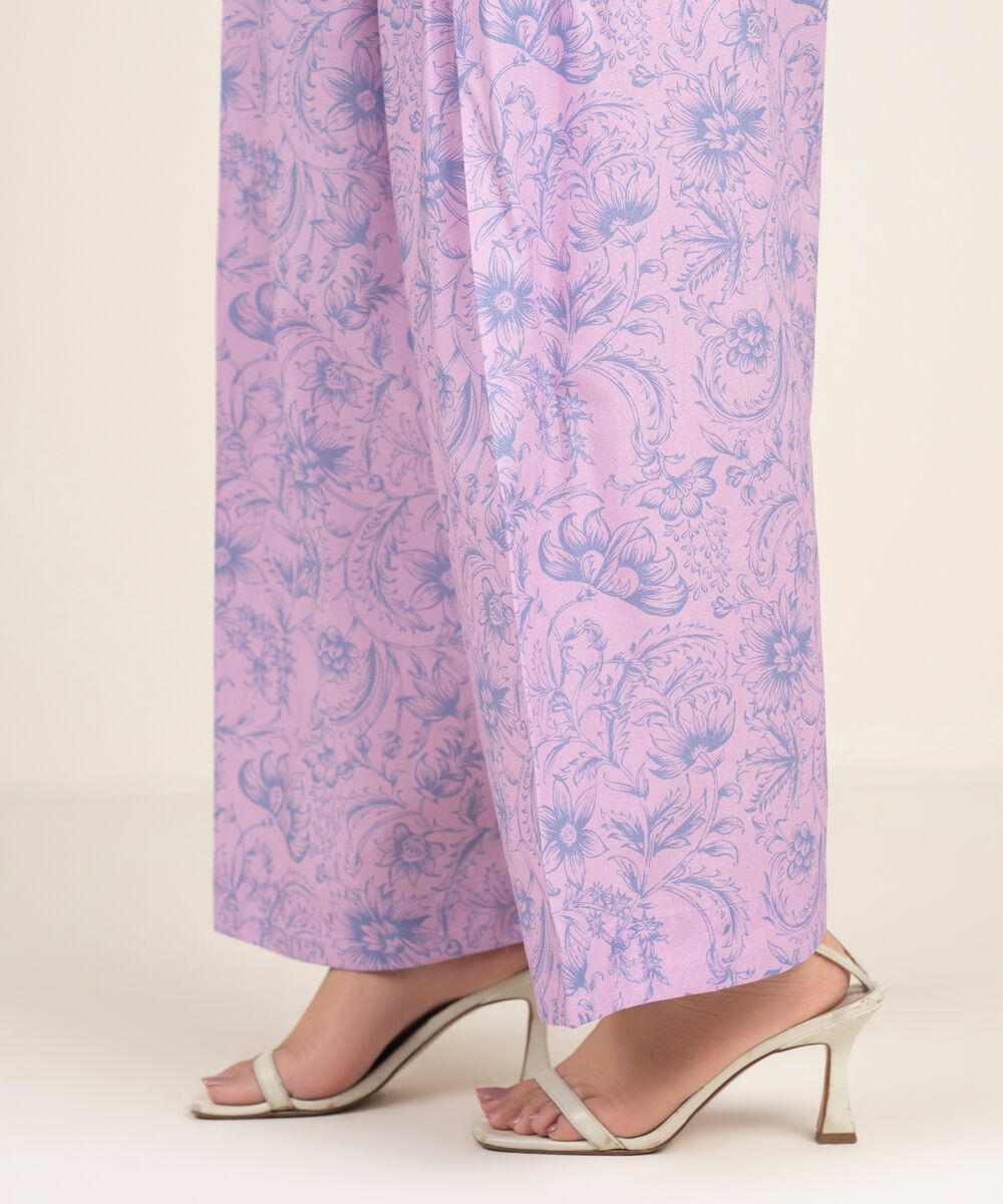 Women's RTW Cambric Printed Pink Farshi Shalwar