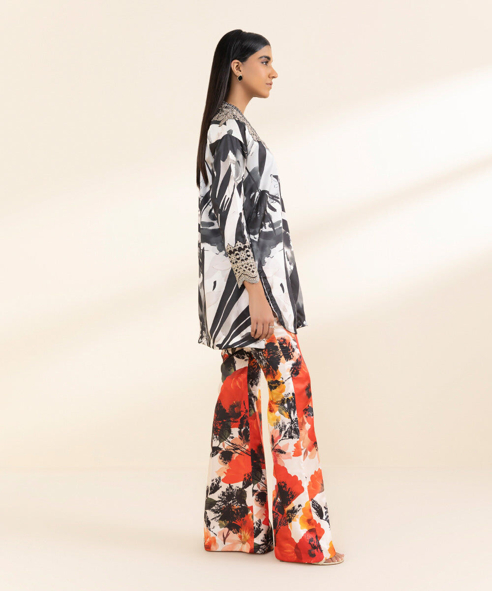 Woman - Multi 2 Piece - Embroidered Satin Suit