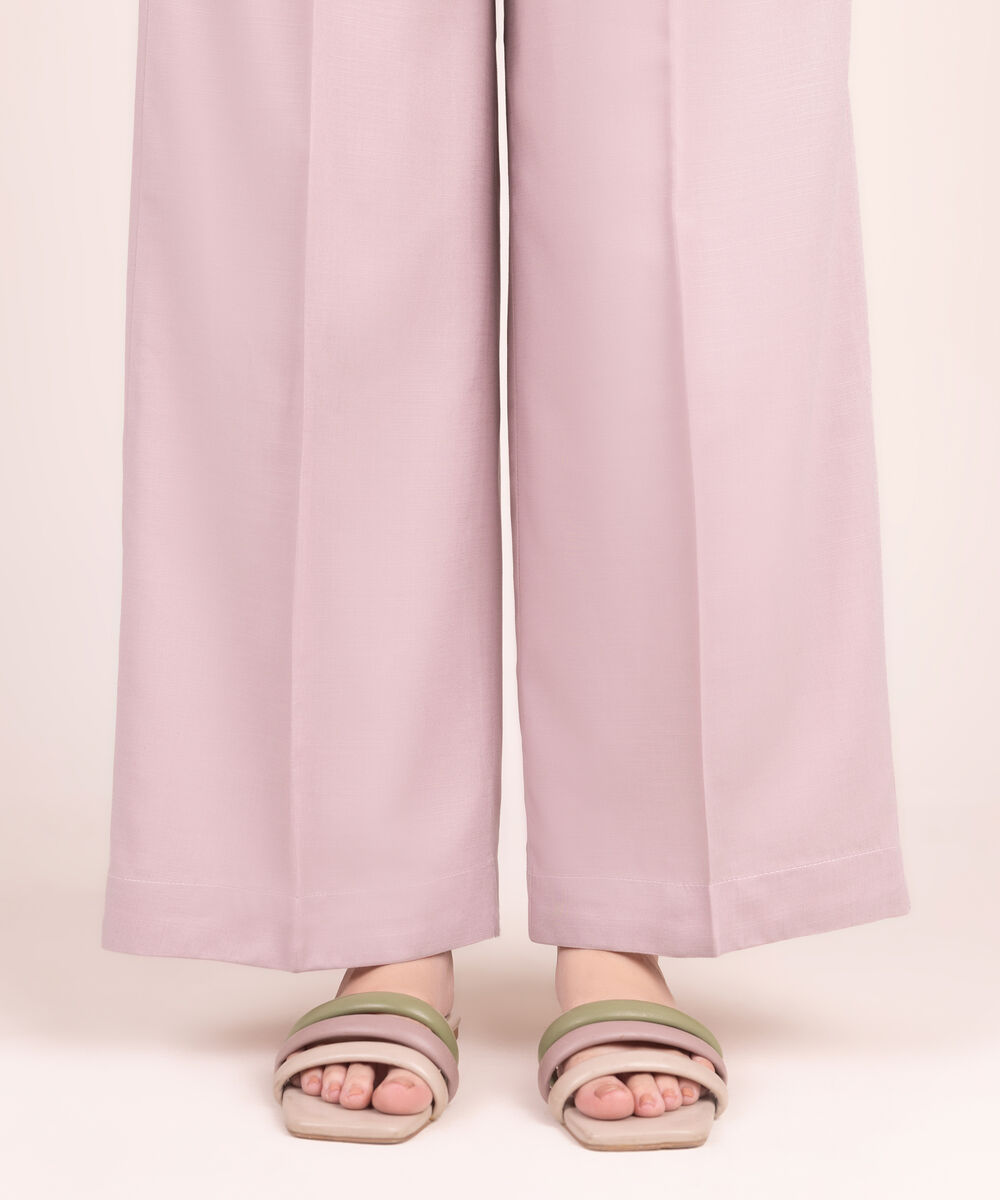 Women's RTW Cotton Viscose Solid Pink Culottes
