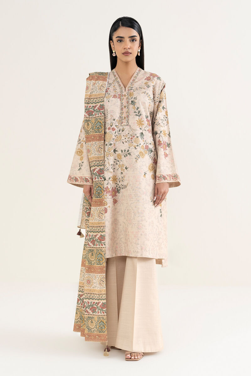 3 Piece - Printed Khaddar Suit