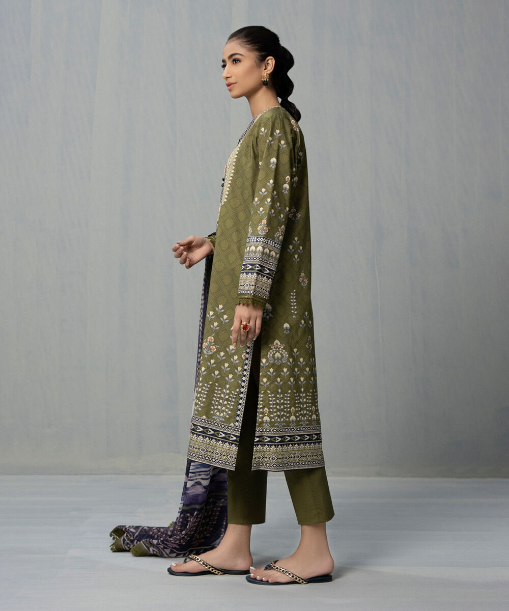 Womens Unstitched Volume 5 Green 3 Piece