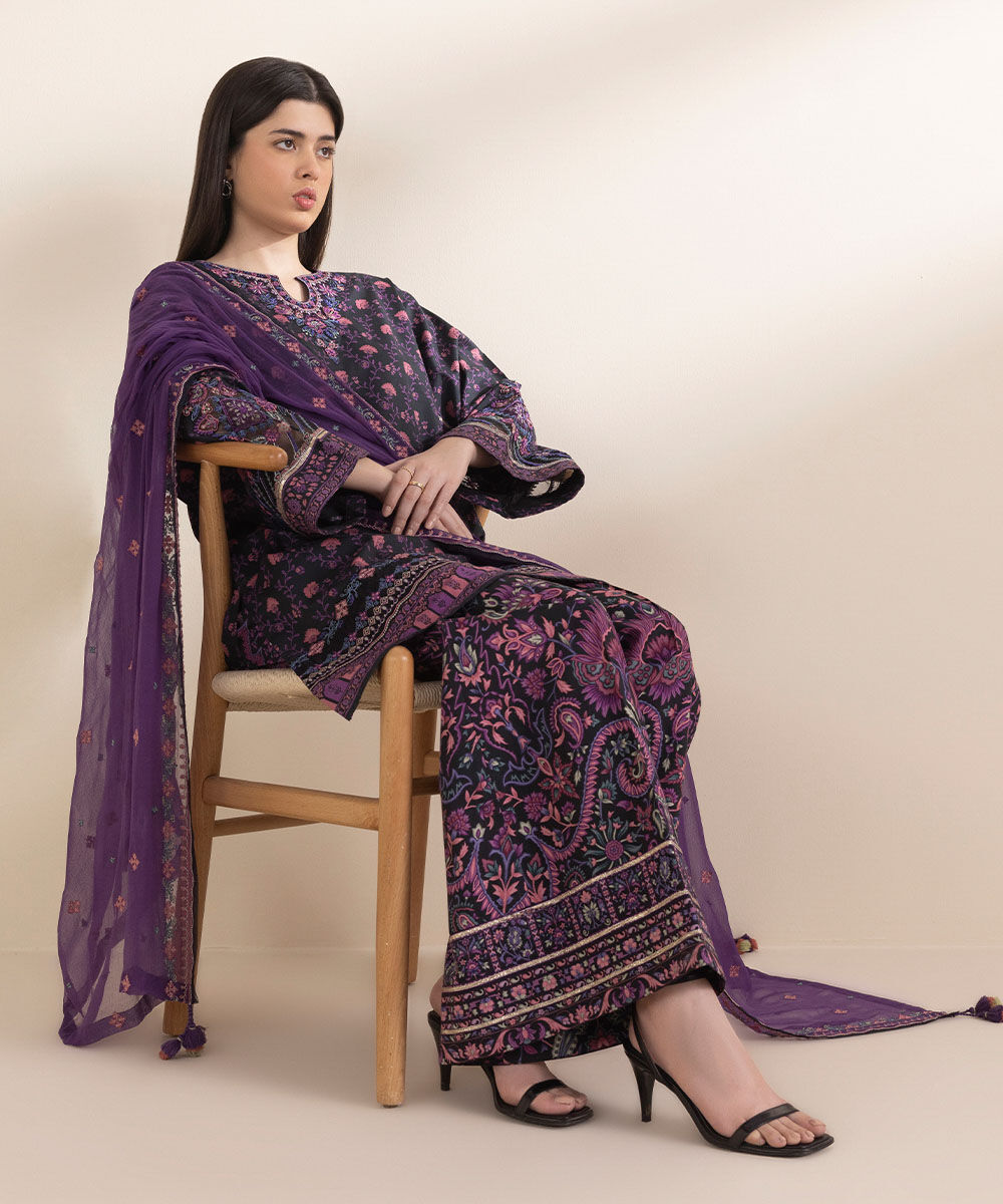 Unstitched 3 PC 0U3PEDF25V24 Sapphire PK