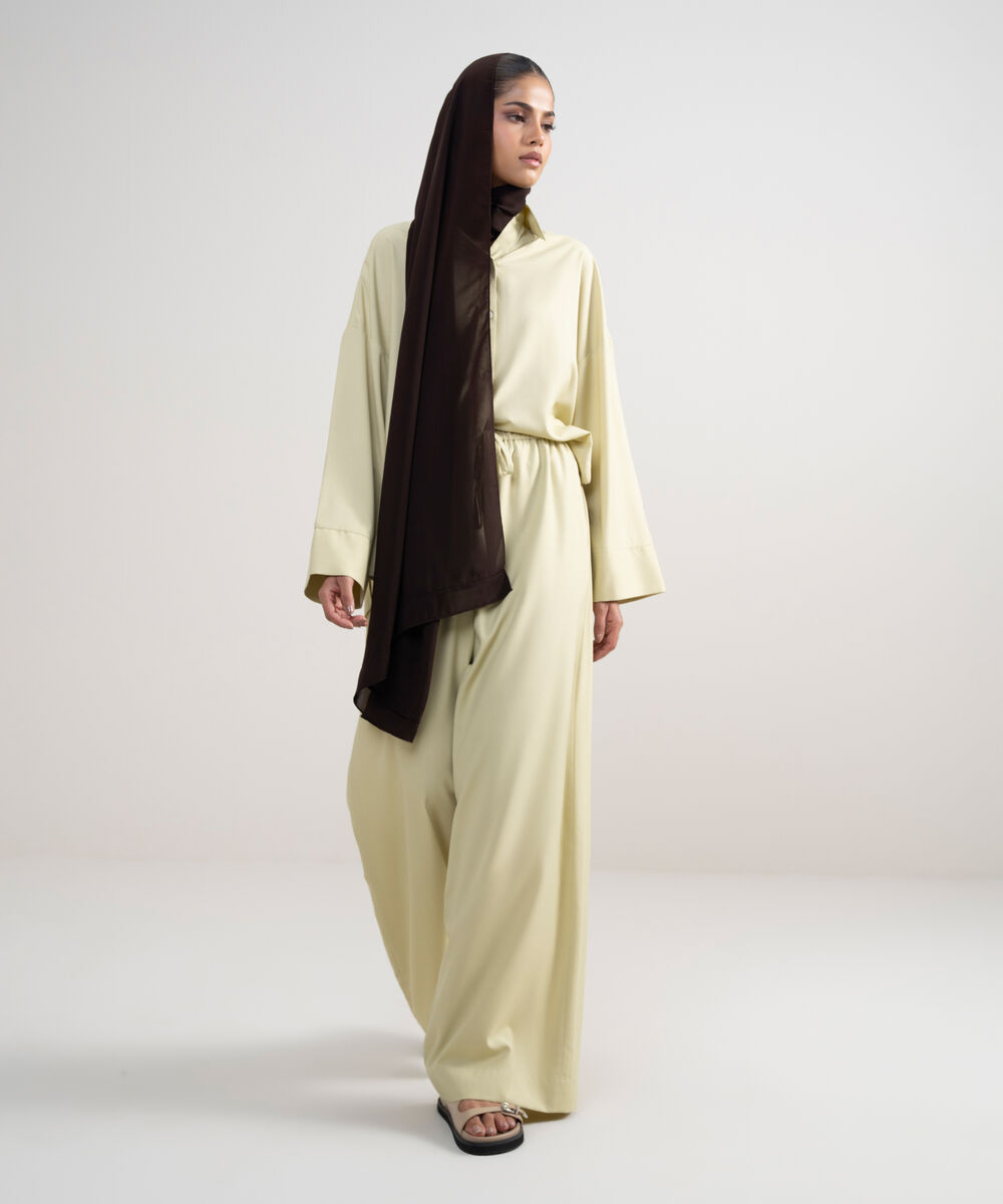 Women's Beige Wide-Leg Pants