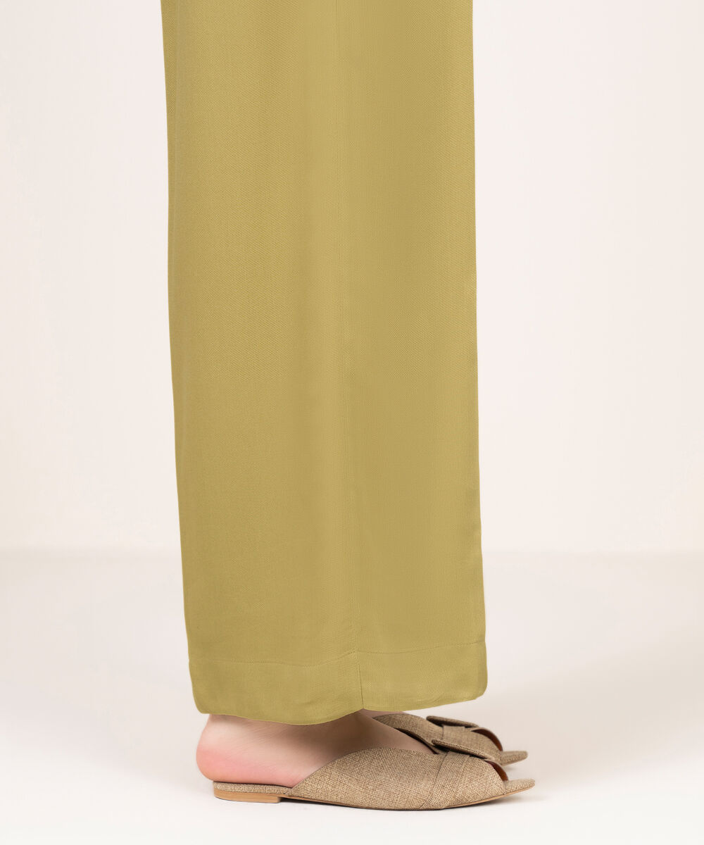 Women's RTW Bedford Solid Olive Green Culottes