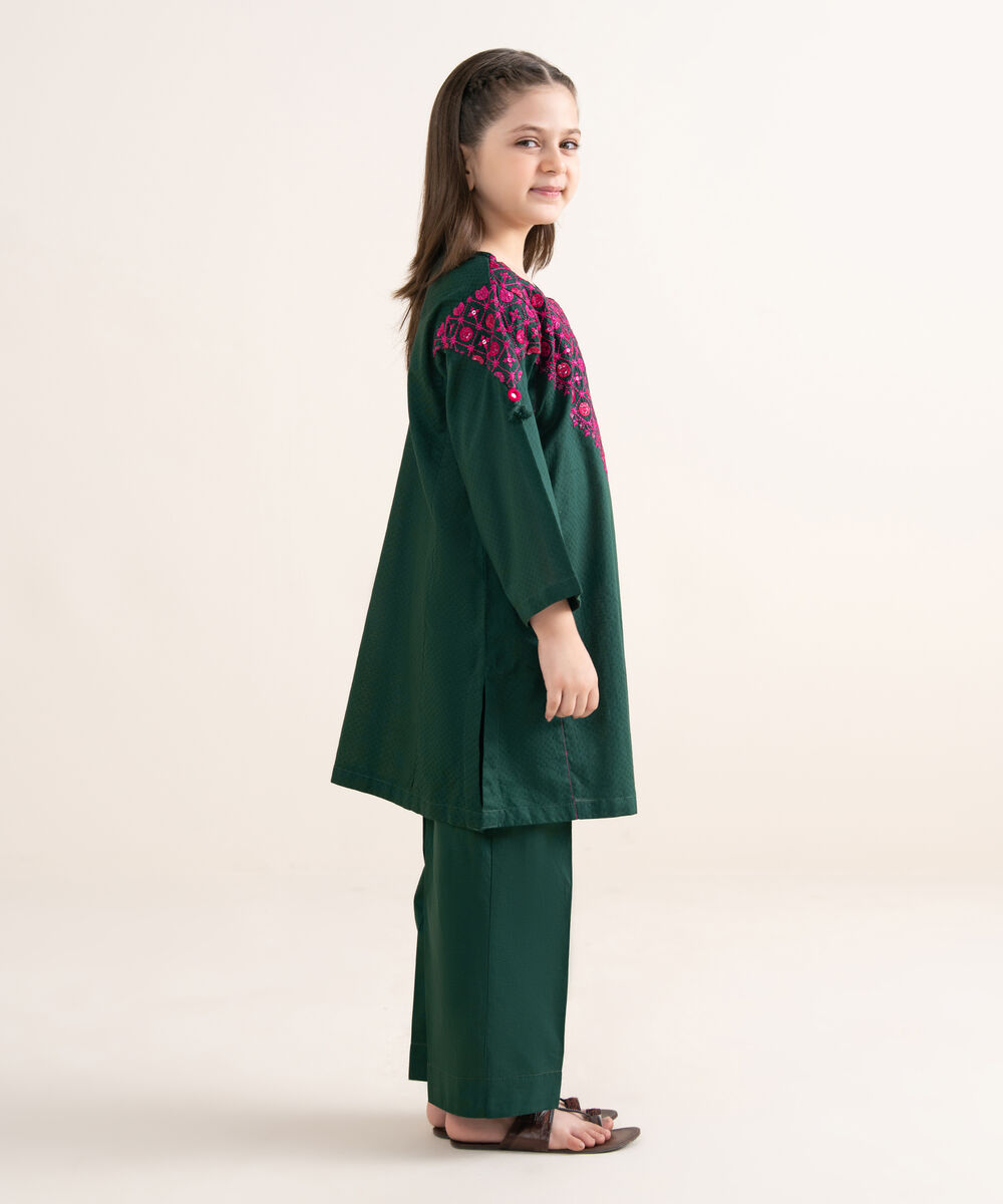 Girls Two Piece Embroidered Textured Lawn Suit
