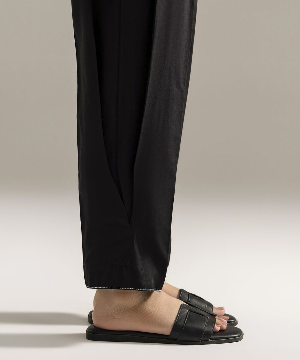 Women's RTW Cambric Printed Black Straight Pants