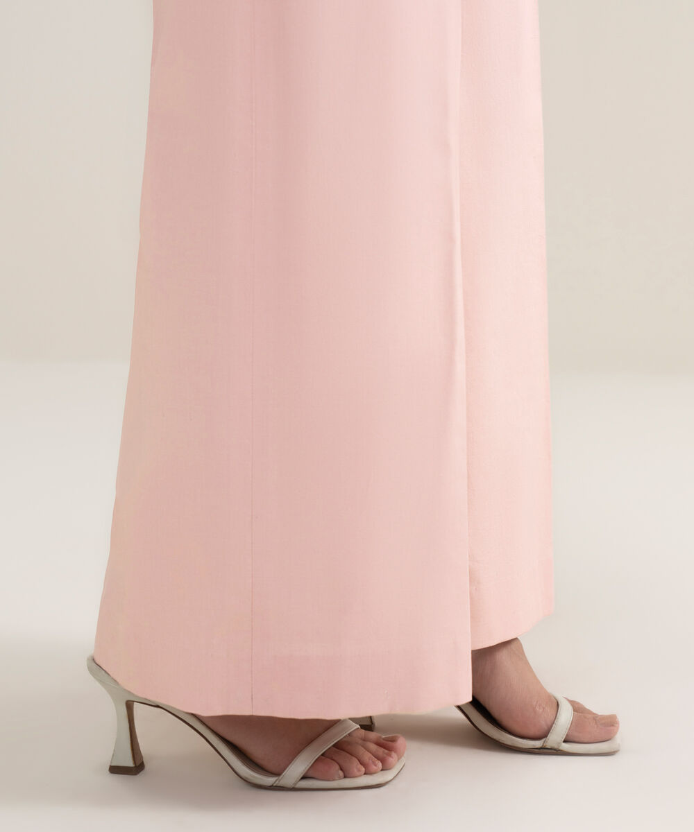 Women's Unstitched Cotton Printed Pink Trousers Fabric