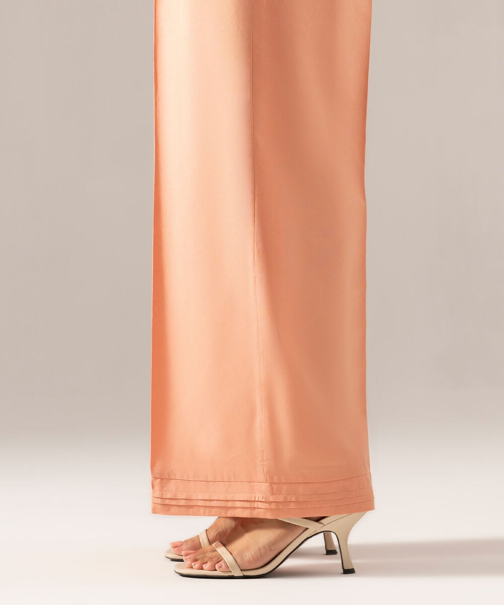 Women's RTW Solid Peach Cotton Viscose Culottes