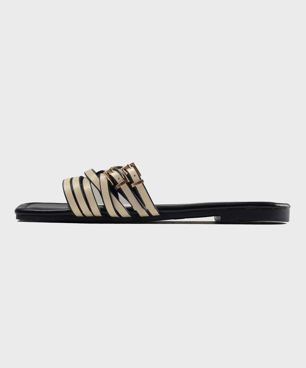 Women's Off White Crossover Strap Sandals