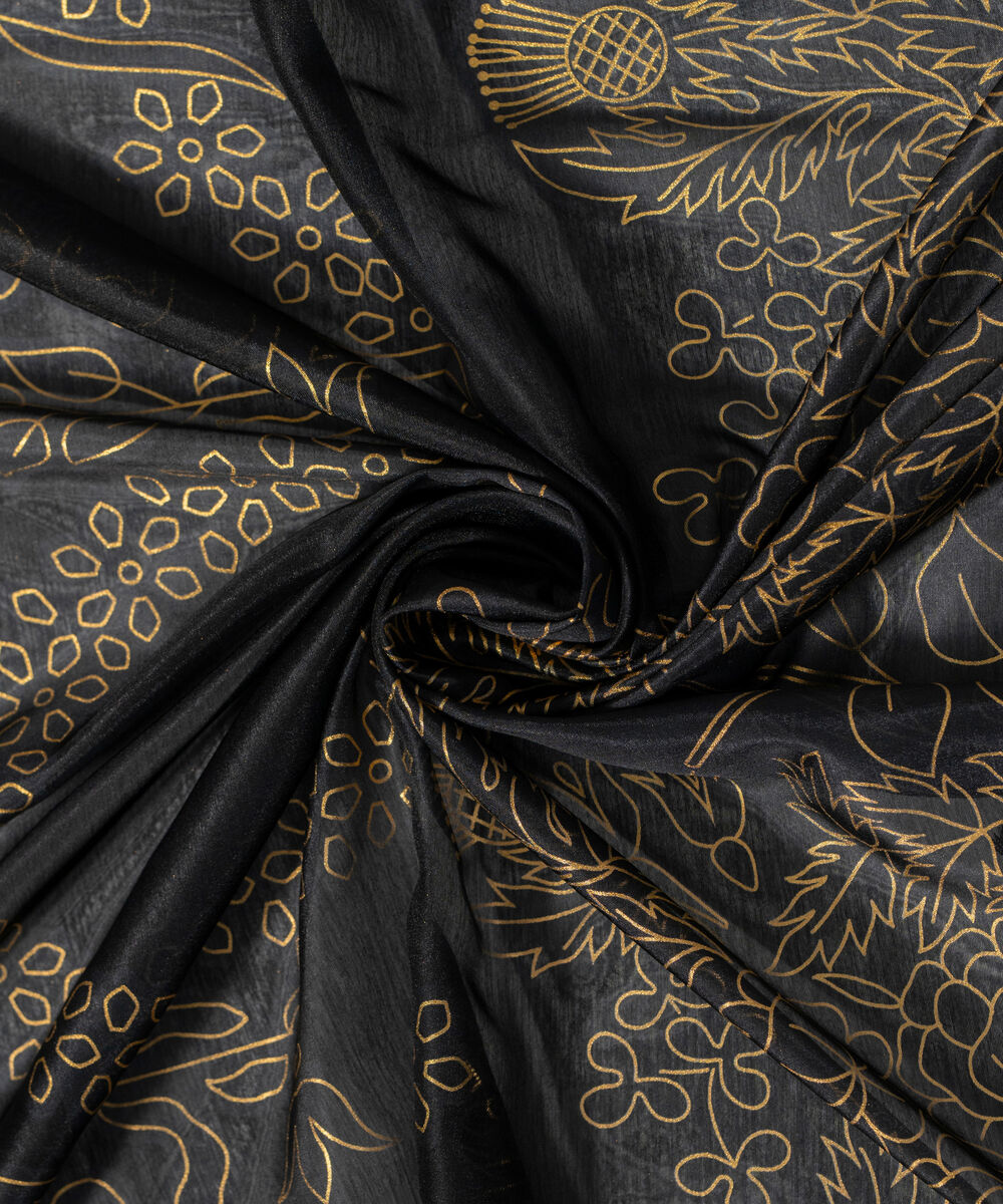Women's RTW Blended tissue Printed Black Dupatta