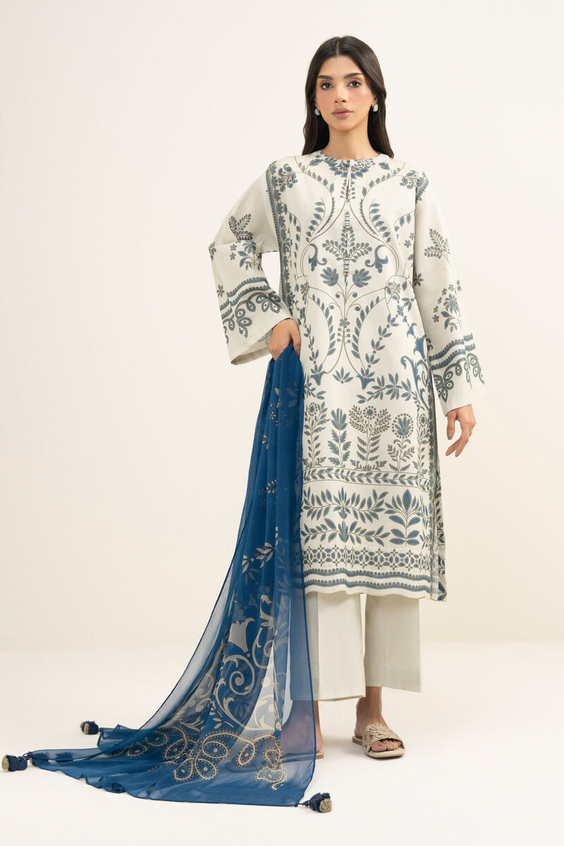 3 Piece - Printed Zari Lawn Suit