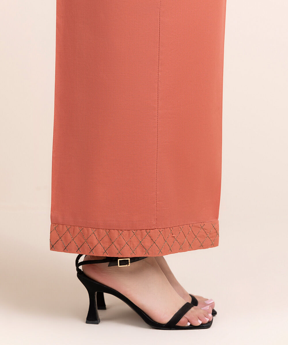Woman - Orange Solid Cambric Culottes