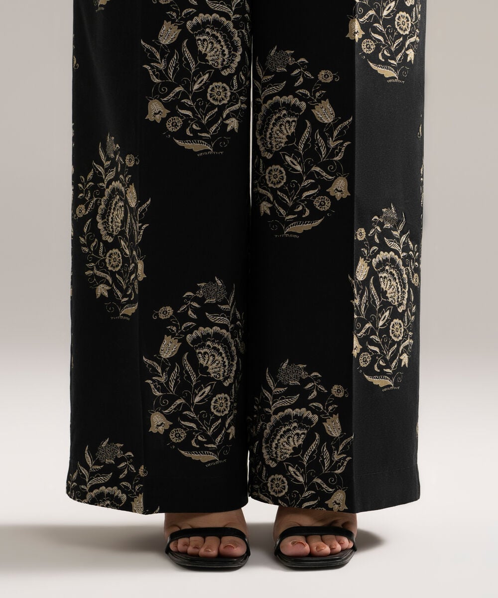 Women's RTW Cambric Printed Black Culottes