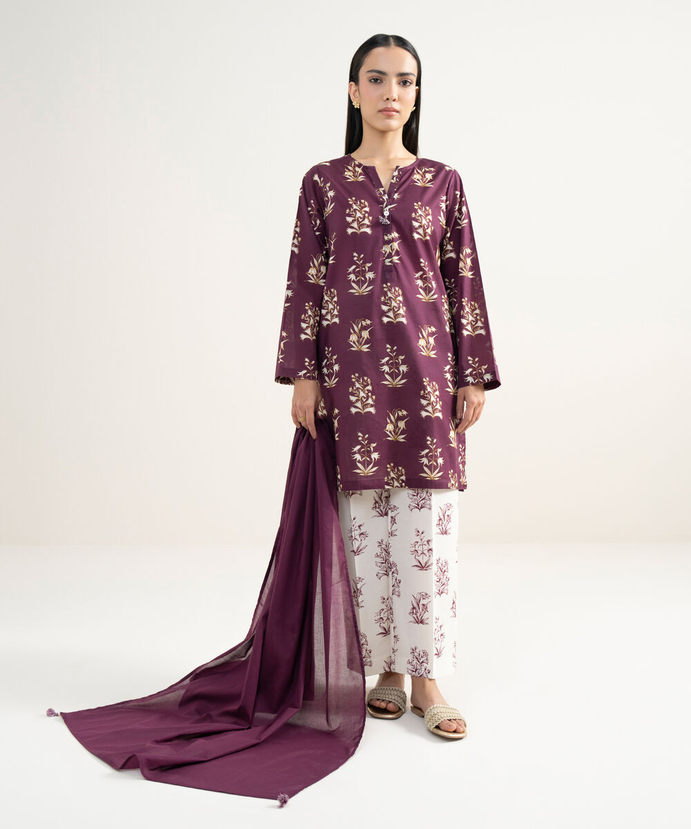 Lawn Solid Purple Dupatta