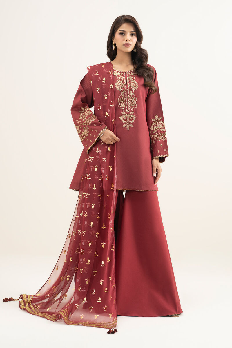 3 Piece - Embroidered Zari Lawn Suit