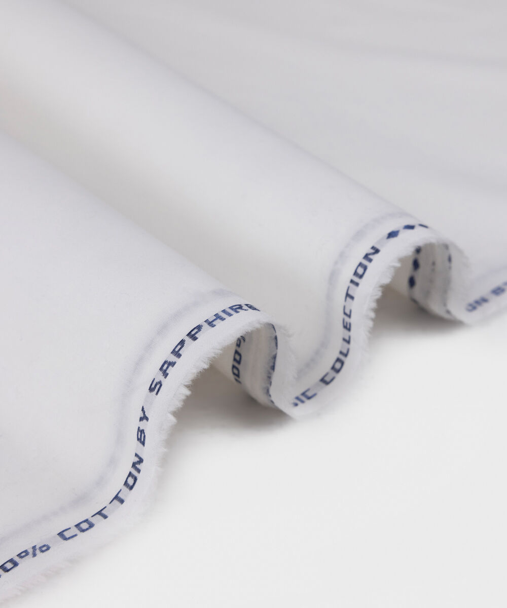 Men's Unstitched Premium Cotton Off White Full Suit Fabric
