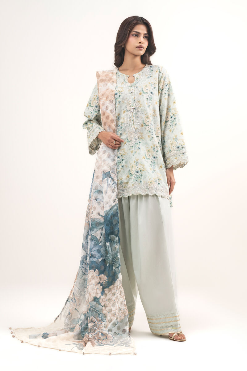 3 Piece - Embroidered Zari Lawn Suit