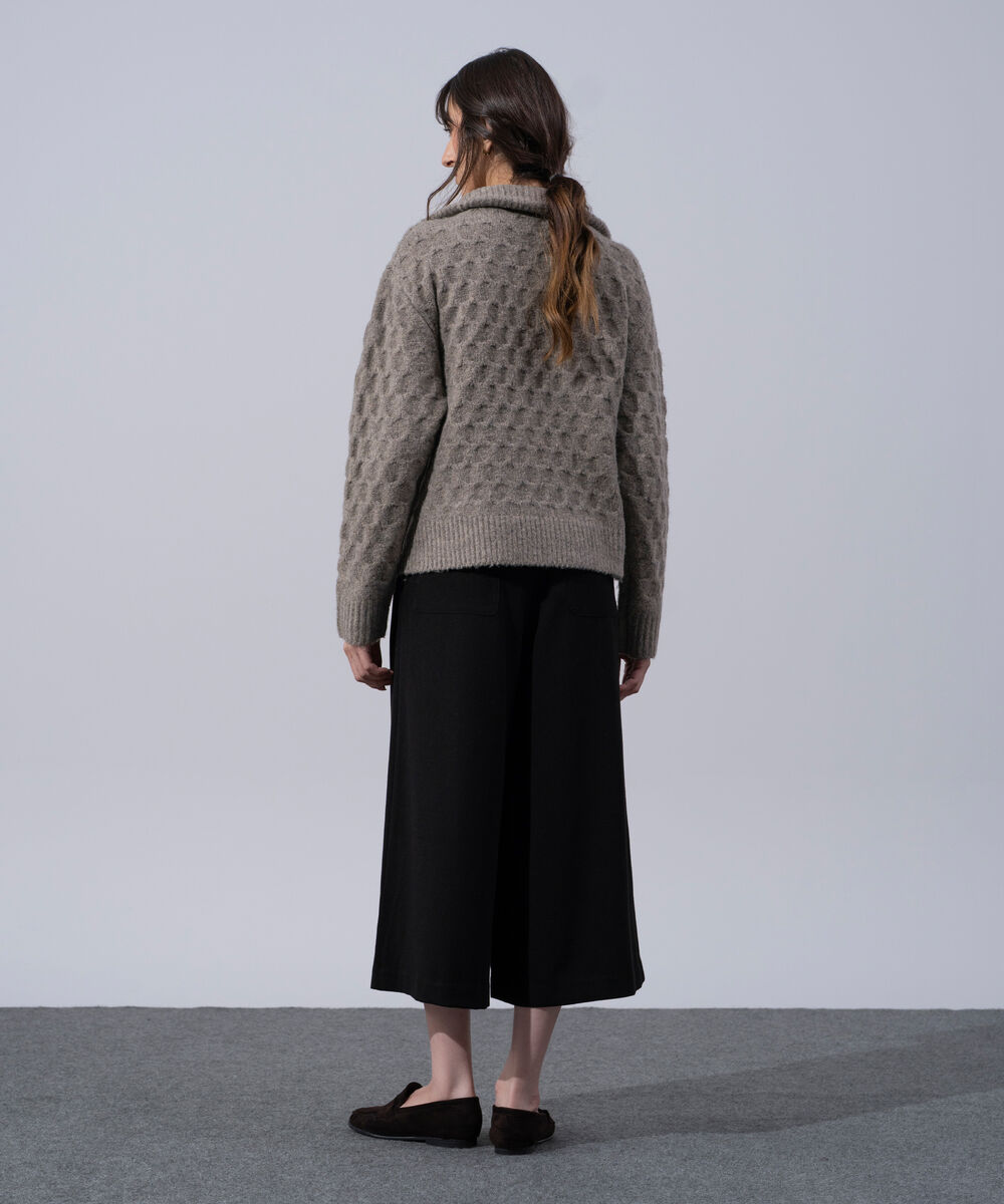 Women's Western Wear Grey Quarter-Zip Knit Jumper
