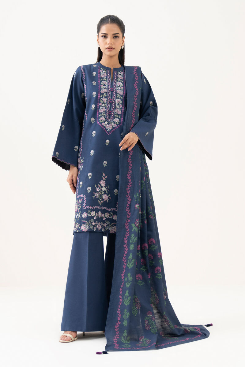 3 Piece - Embroidered Light Khaddar  Suit