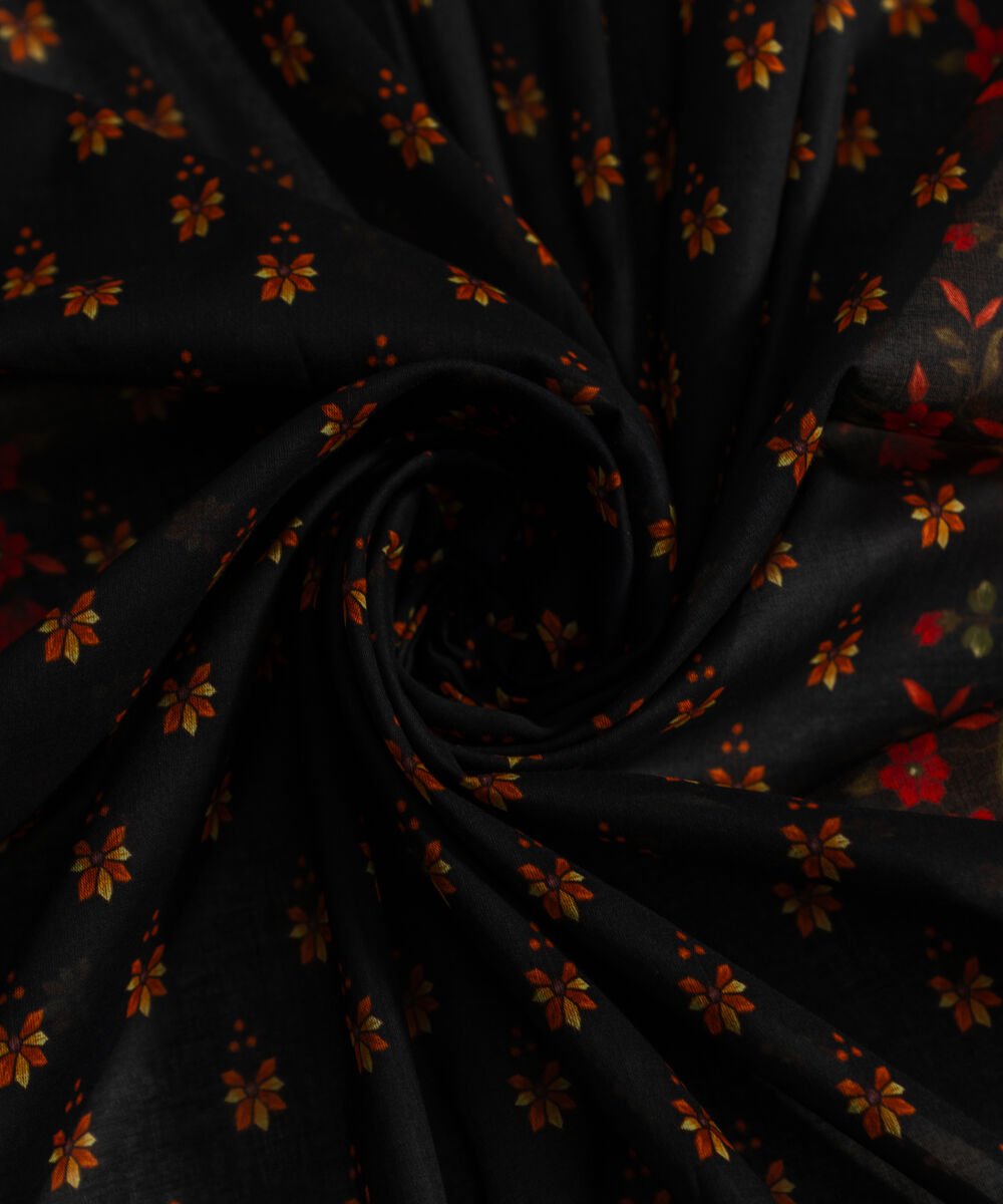 Women's RTW Fine Voil Printed Black Dupatta