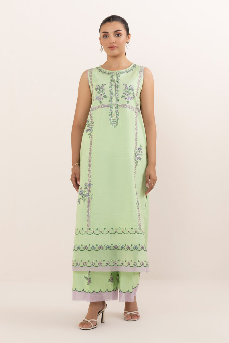 2 Piece - Embroidered Cotton Suit