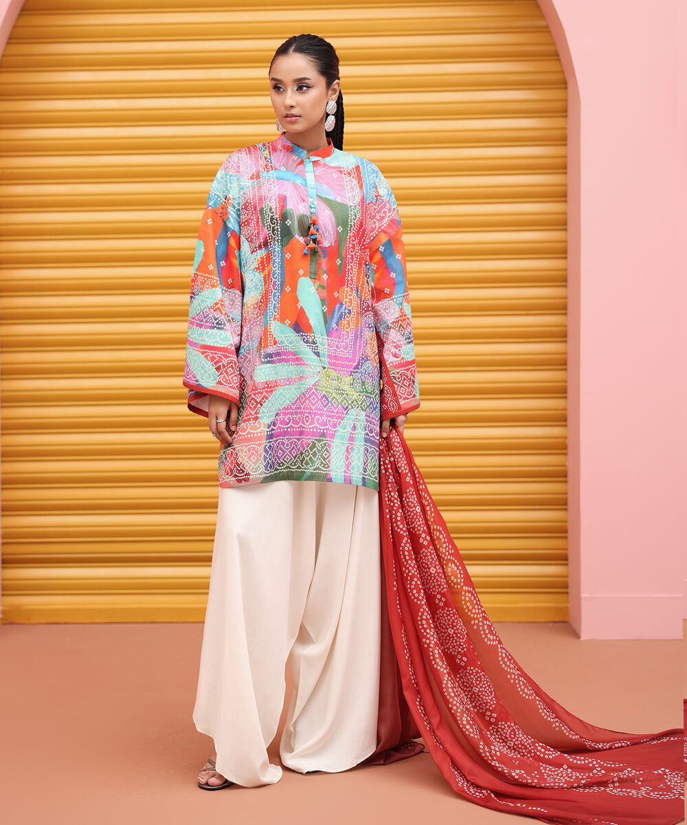 Women's Unstitched Lawn Printed Multi 2 Piece Suit