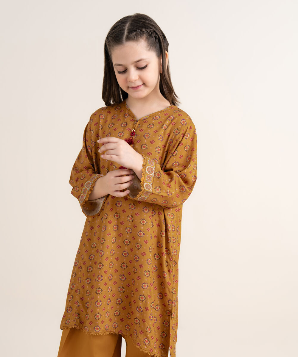 Girls Two Piece Printed Arabic Lawn Suit