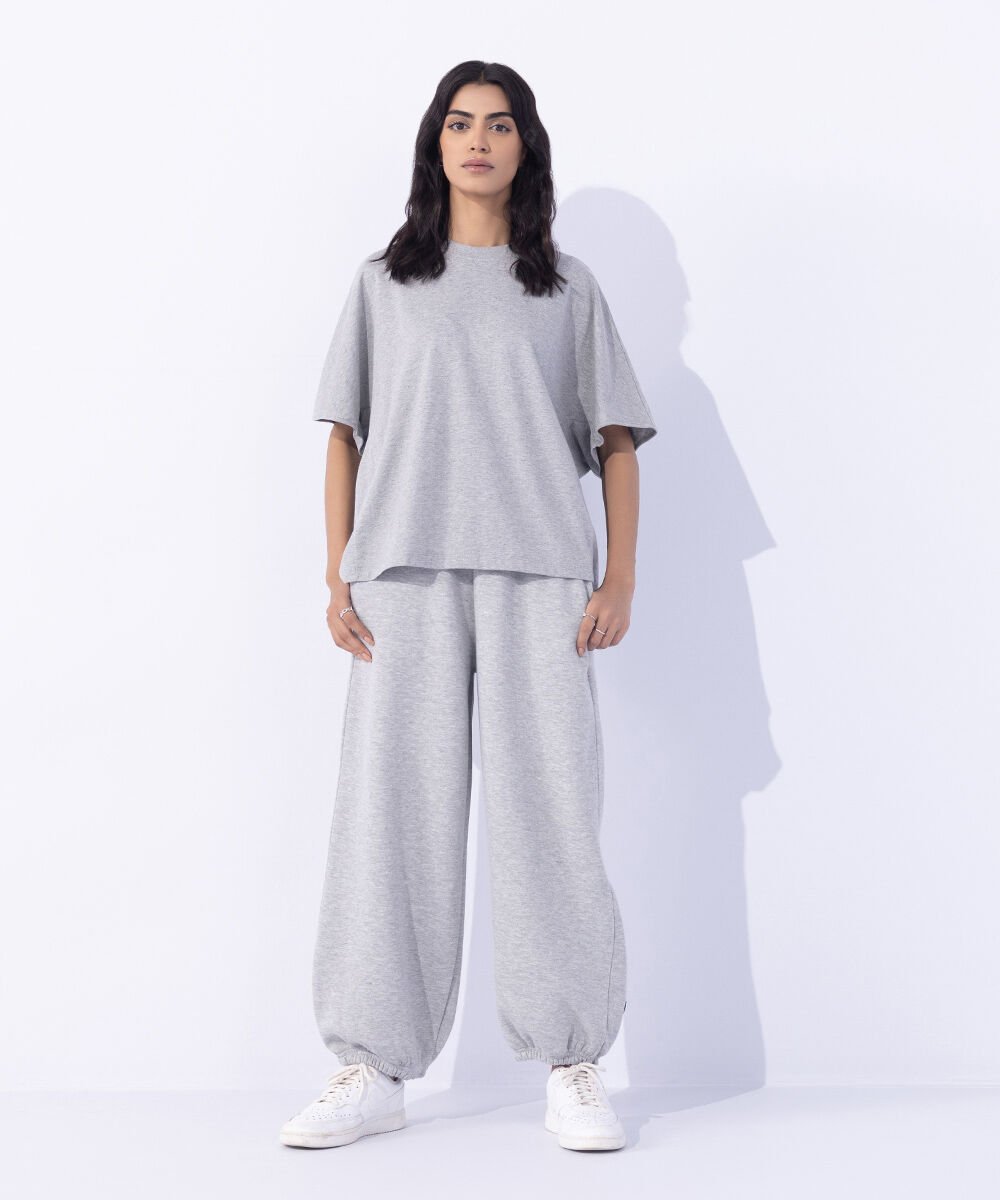 Woman - Grey Oversized Kimono T-Shirt
